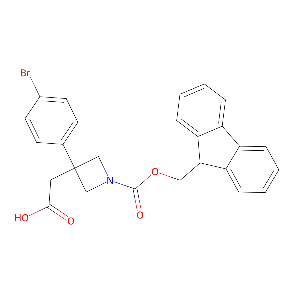 2-[3-(4-bromophenyl)-1-{[(9H-fluoren-9-yl)methoxy]carbonyl}azetidin-3-yl]acetic acid molecular structure, CAS 2137840-19-6