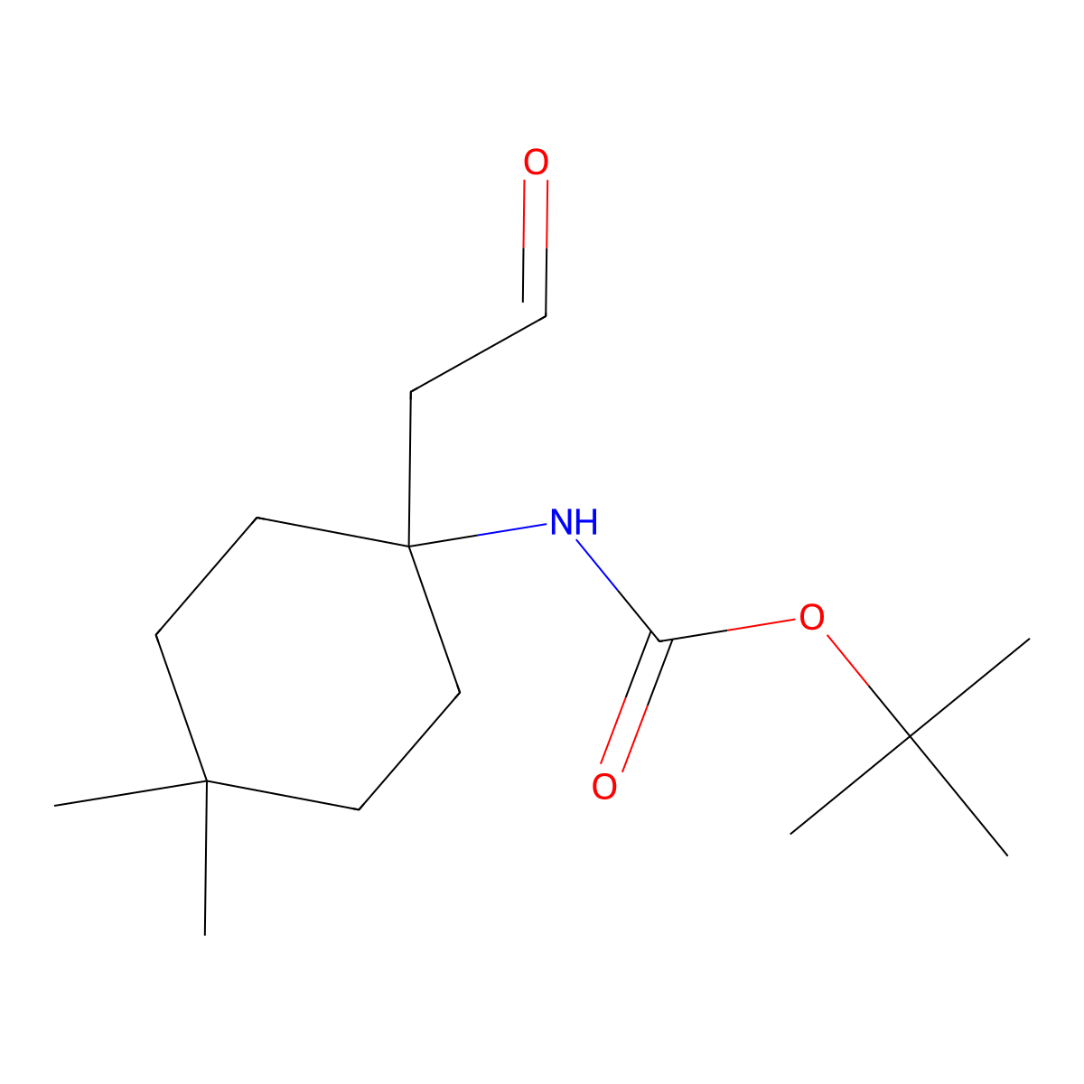 tert-butyl N-[4,4-dimethyl-1-(2-oxoethyl)cyclohexyl]carbamate molecular structure, CAS 2137841-10-0