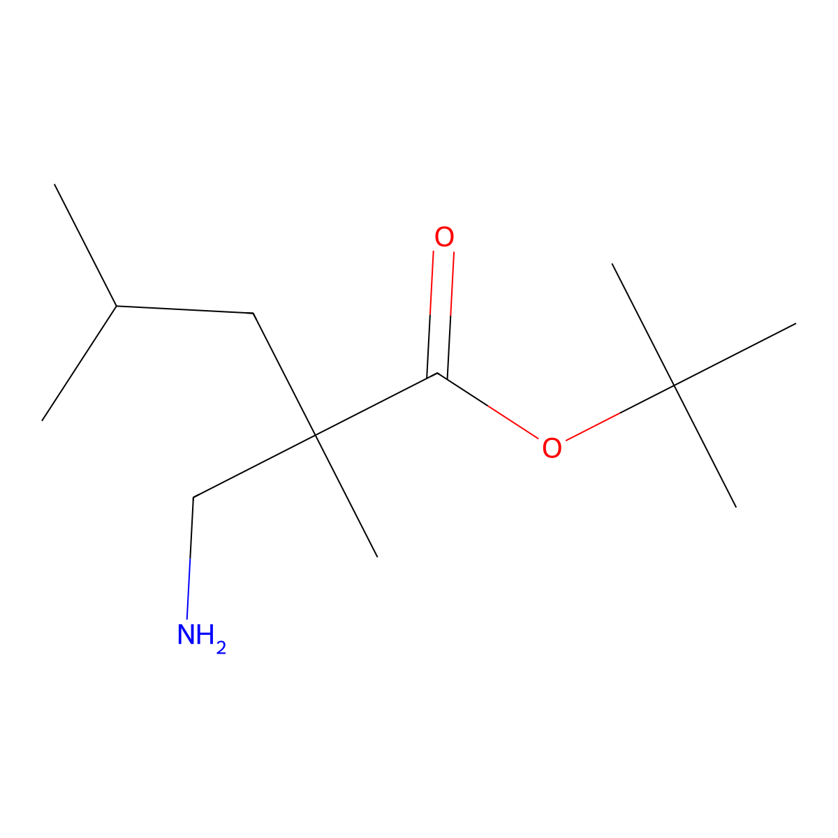 Tert-butyl 2-(aminomethyl)-2,4-dimethylpentanoate molecular structure, CAS 2137841-24-6