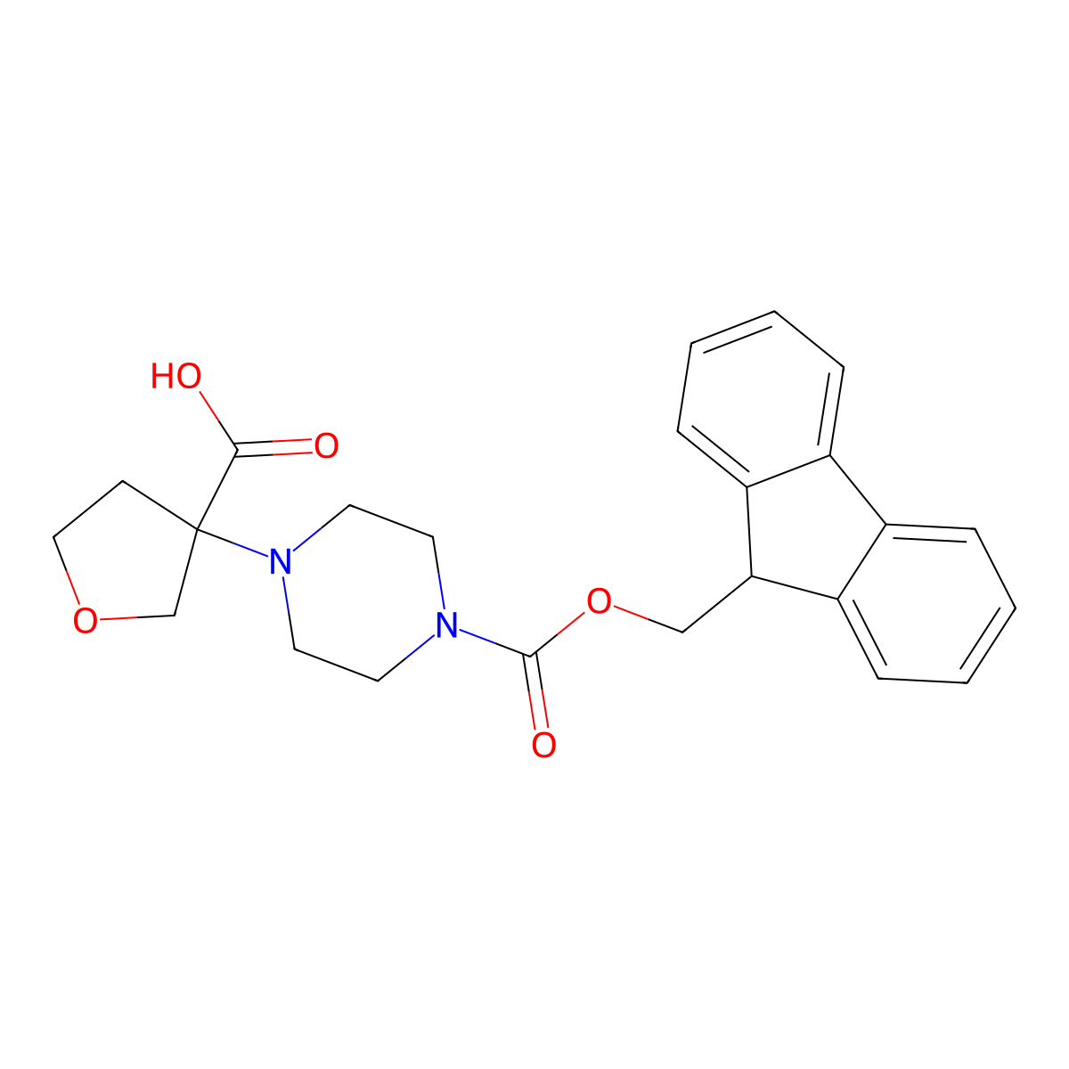 3-(4-{[(9H-fluoren-9-yl)methoxy]carbonyl}piperazin-1-yl)oxolane-3-carboxylic acid molecular structure, CAS 2137843-18-4