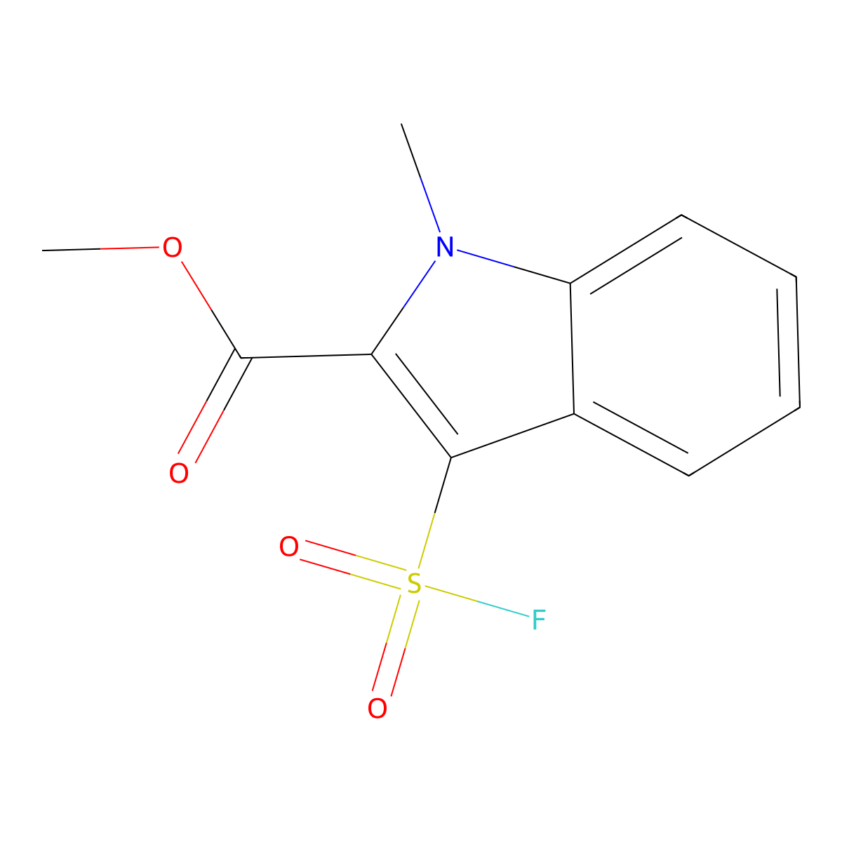 methyl 3-(fluorosulfonyl)-1-methyl-1H-indole-2-carboxylate molecular structure, CAS 2137843-94-6
