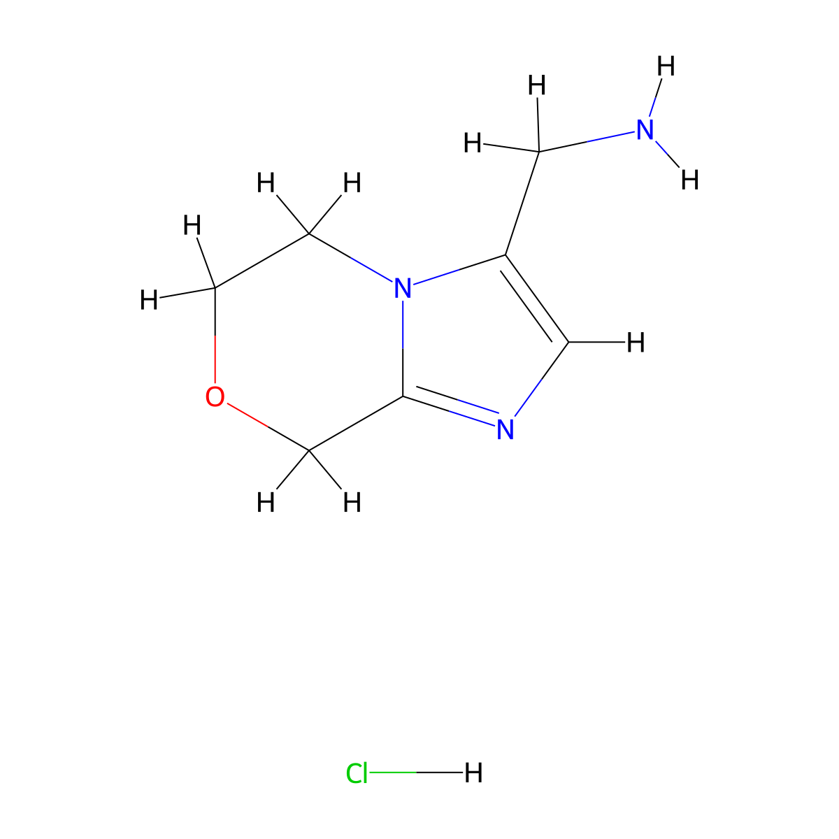 (5H,6H,8H-imidazo(2,1-c)(1,4)oxazin-3-yl)methanamine hydrochloride molecular structure, CAS 2137845-30-6