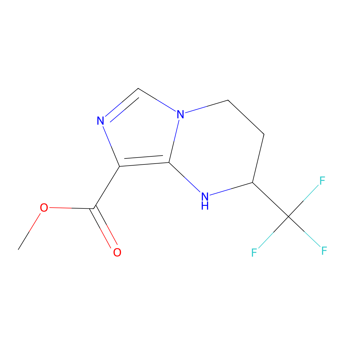 methyl 2-(trifluoromethyl)-1H,2H,3H,4H-imidazo[1,5-a]pyrimidine-8-carboxylate molecular structure, CAS 2137845-58-8
