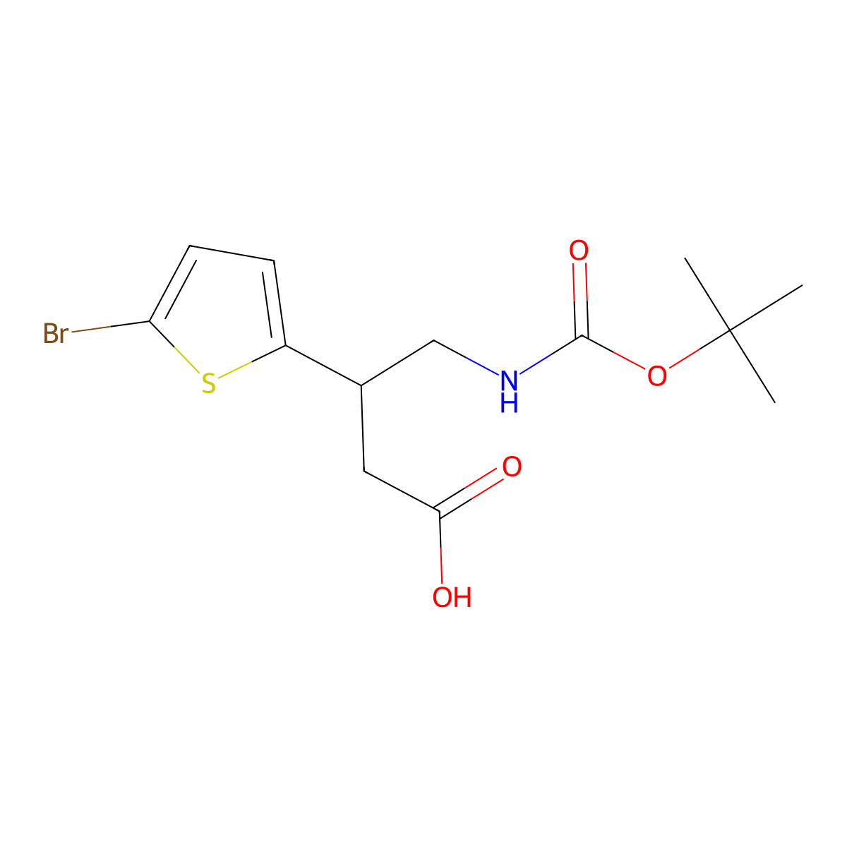 3-(5-Bromothiophen-2-yl)-4-{[(tert-butoxy)carbonyl]amino}butanoic acid molecular structure, CAS 2137845-67-9