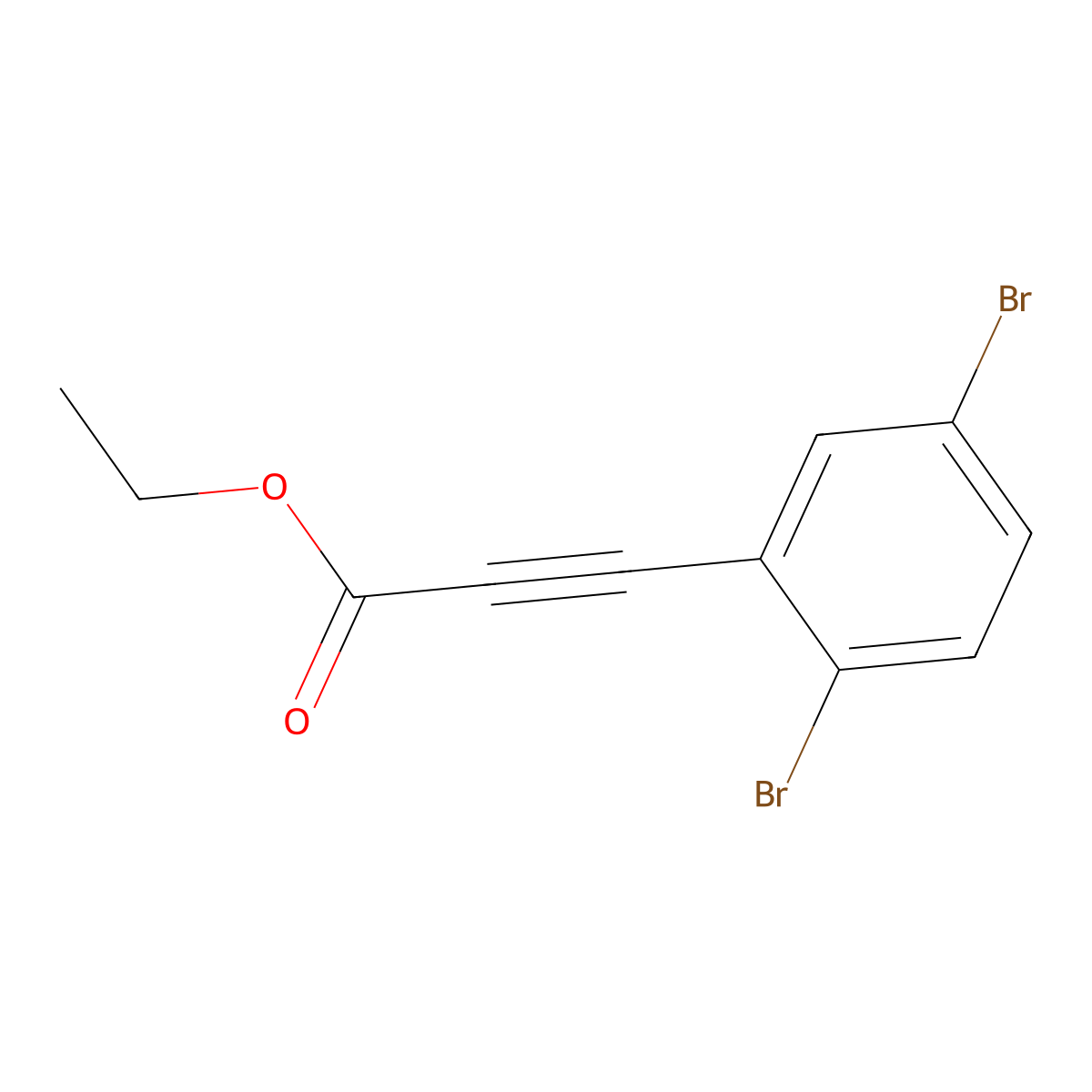 Ethyl 3-(2,5-dibromophenyl)prop-2-ynoate molecular structure, CAS 2137845-82-8