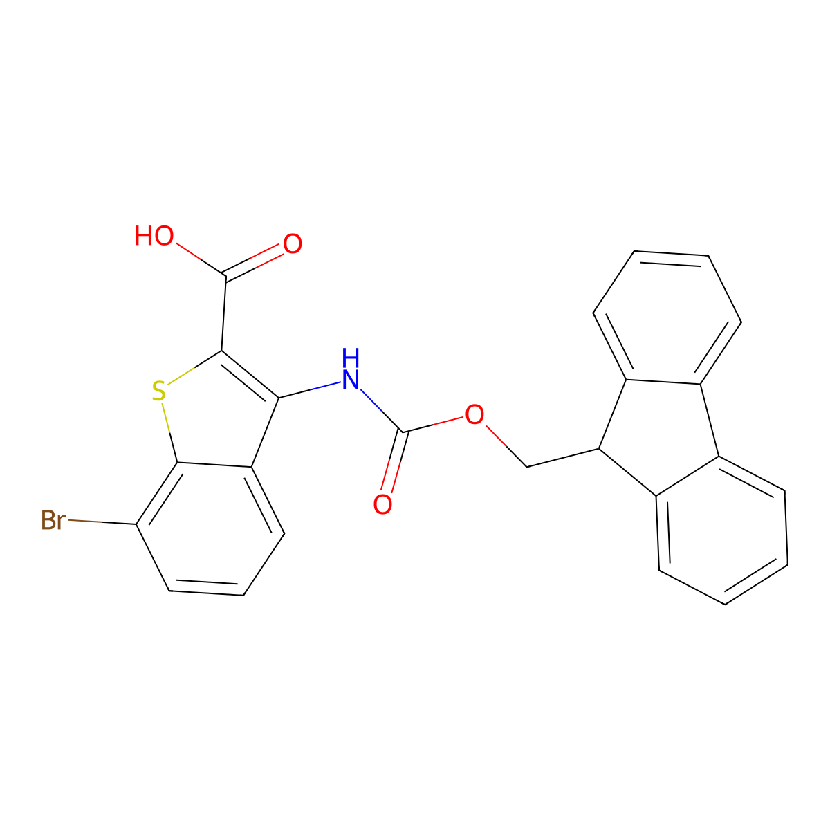 7-bromo-3-({[(9H-fluoren-9-yl)methoxy]carbonyl}amino)-1-benzothiophene-2-carboxylic acid molecular structure, CAS 2137845-85-1