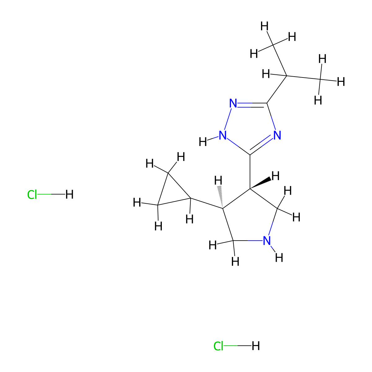 5-[(3S,4S)-4-Cyclopropylpyrrolidin-3-yl]-3-propan-2-yl-1H-1,2,4-triazole;dihydrochloride molecular structure, CAS 2137846-24-1