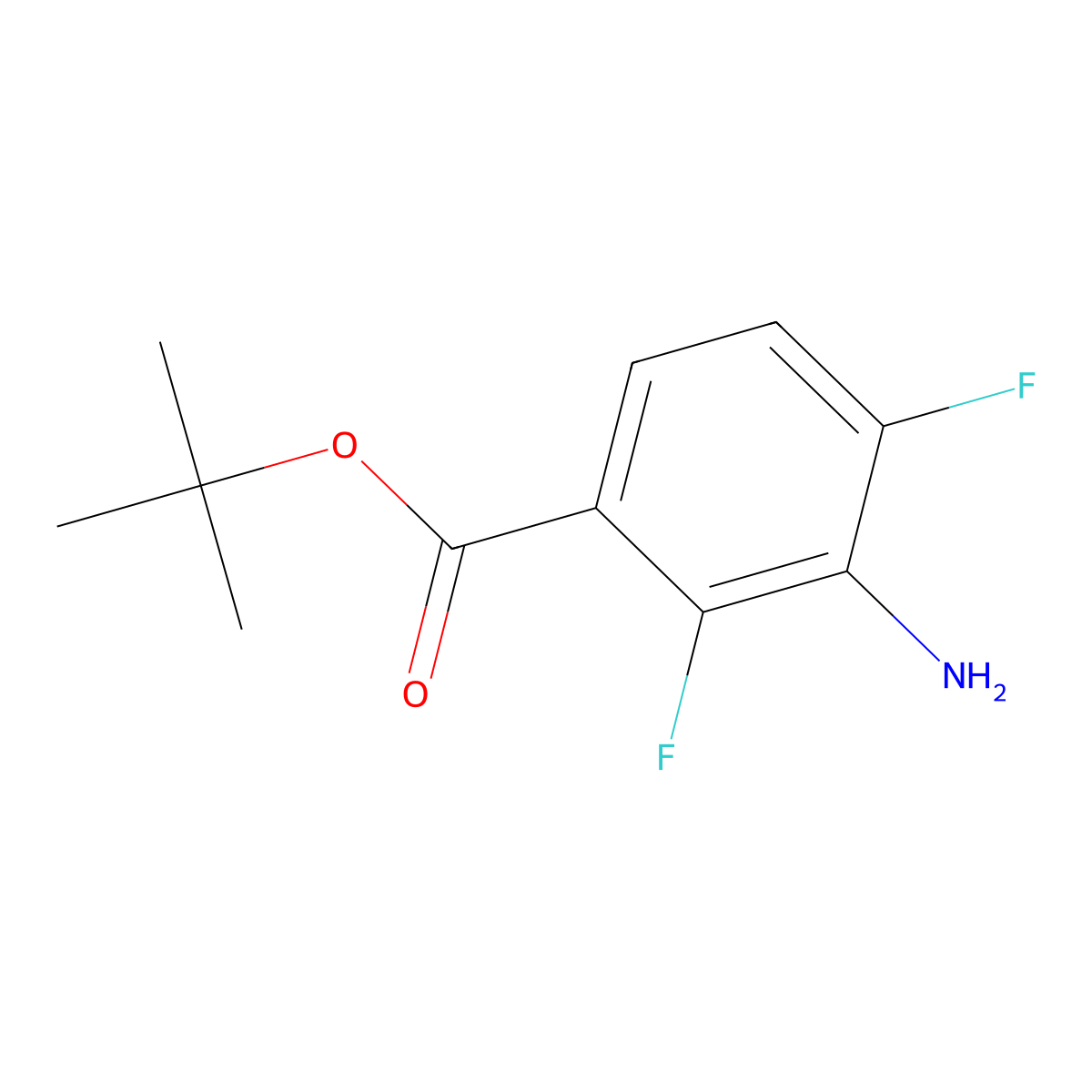 Tert-butyl 3-amino-2,4-difluorobenzoate molecular structure, CAS 2137851-26-2