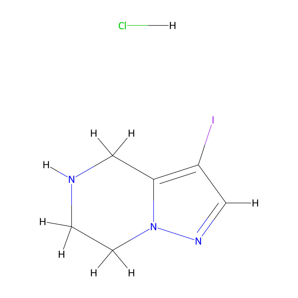 3-iodo-4H,5H,6H,7H-pyrazolo[1,5-a]pyrazine hydrochloride molecular structure, CAS 2137851-37-5