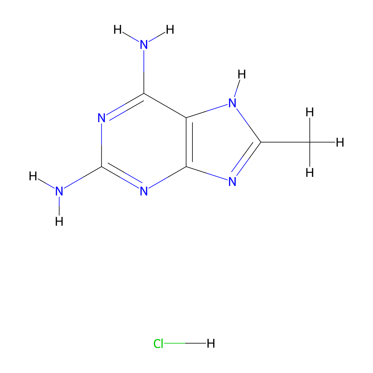 8-methyl-7H-purine-2,6-diamine hydrochloride molecular structure, CAS 2137851-52-4