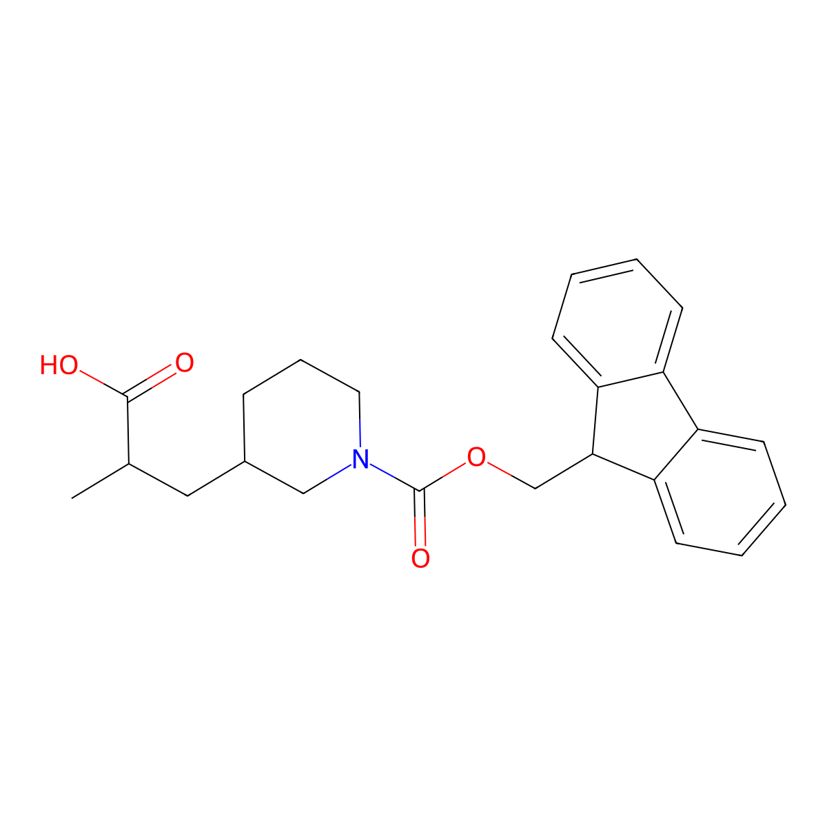 3-(1-{[(9H-fluoren-9-yl)methoxy]carbonyl}piperidin-3-yl)-2-methylpropanoic acid molecular structure, CAS 2137851-61-5
