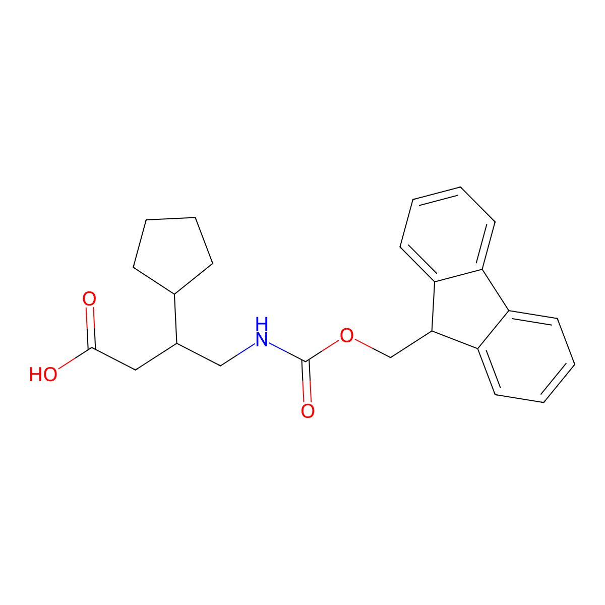 3-cyclopentyl-4-({[(9H-fluoren-9-yl)methoxy]carbonyl}amino)butanoic acid molecular structure, CAS 2137851-66-0