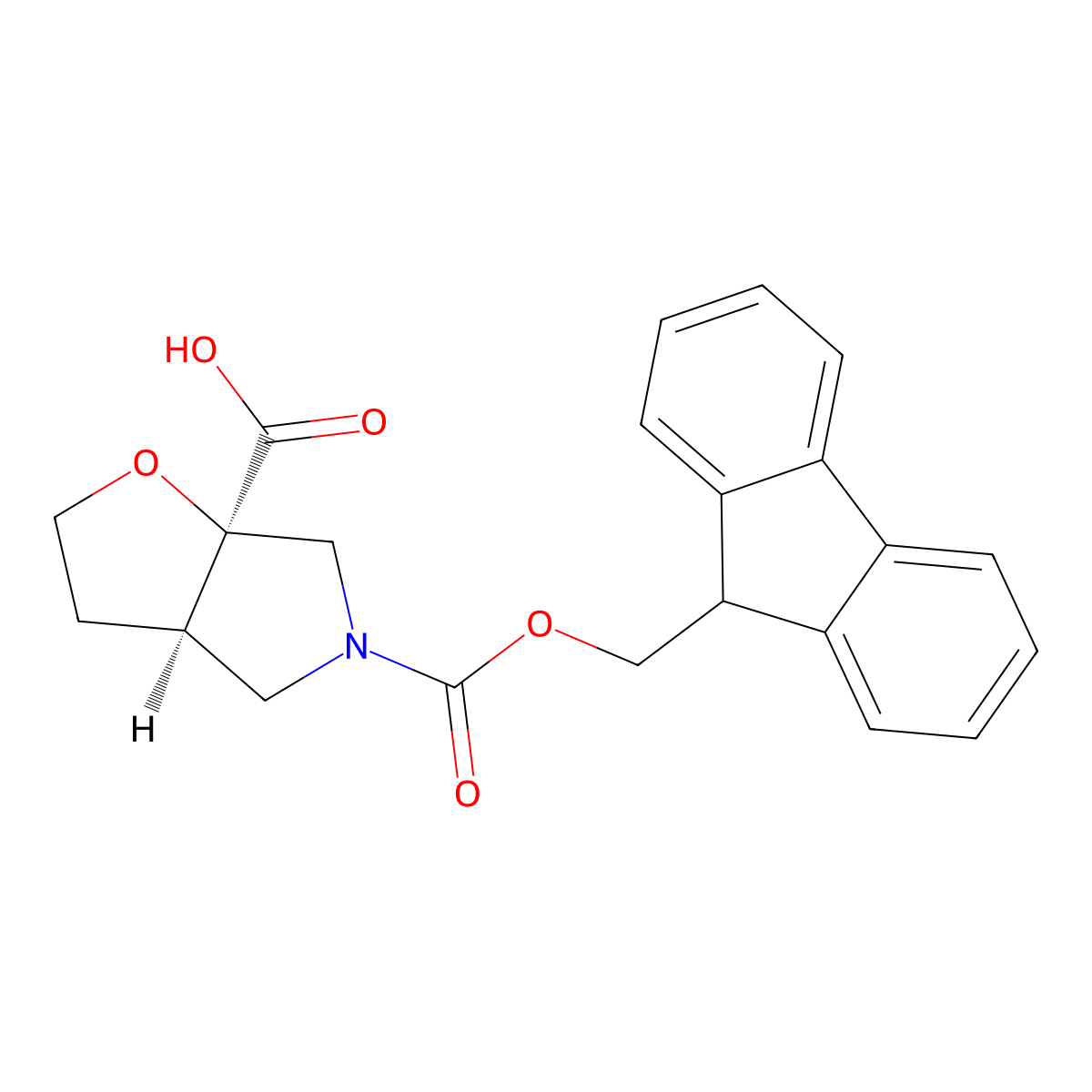 rac-(3aR,6aR)-5-(((9H-fluoren-9-yl)methoxy)carbonyl)-hexahydro-2H-furo(2,3-c)pyrrole-6a-carboxylic acid molecular structure, CAS 2137851-84-2