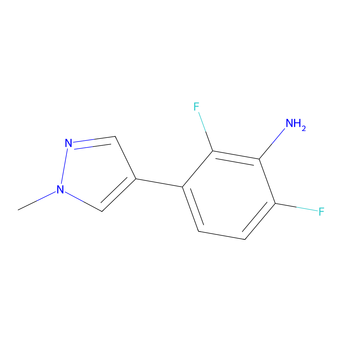 2,6-difluoro-3-(1-methyl-1H-pyrazol-4-yl)aniline molecular structure, CAS 2137851-99-9