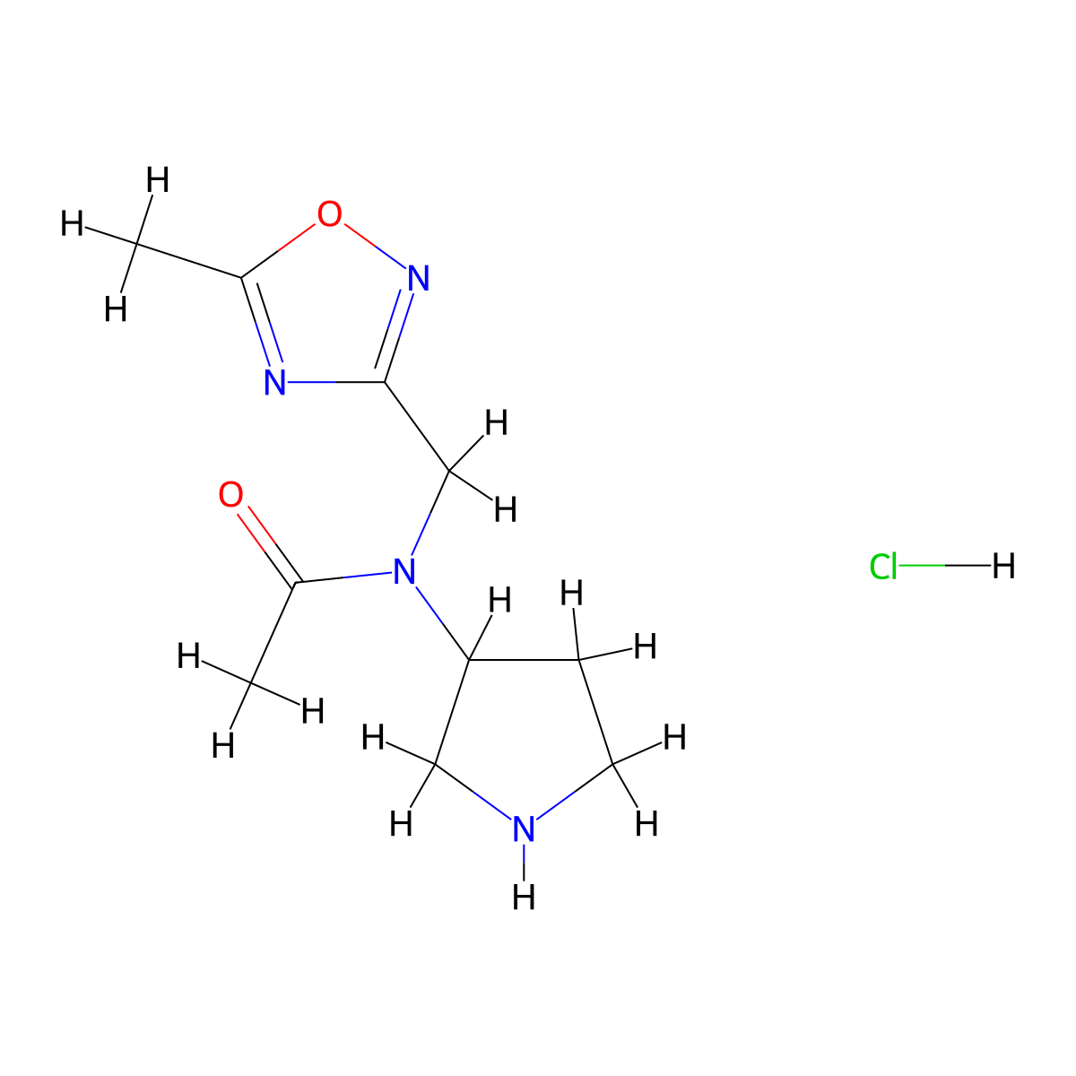N-[(5-methyl-1,2,4-oxadiazol-3-yl)methyl]-N-(pyrrolidin-3-yl)acetamide hydrochloride molecular structure, CAS 2137852-86-7