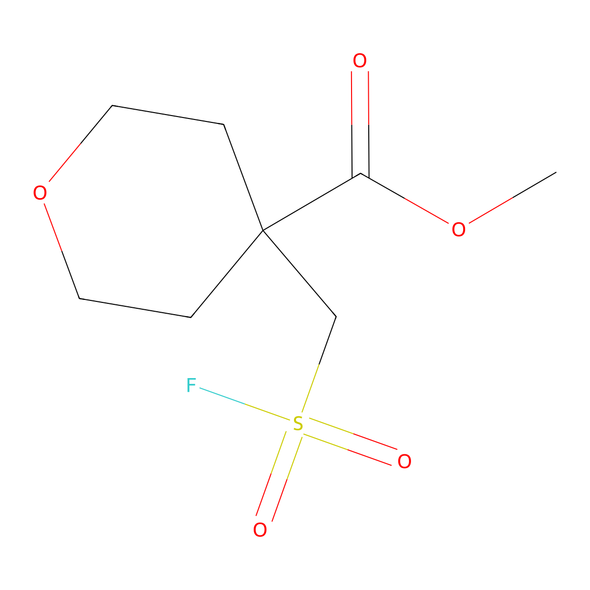 Methyl 4-[(fluorosulfonyl)methyl]oxane-4-carboxylate molecular structure, CAS 2137854-68-1