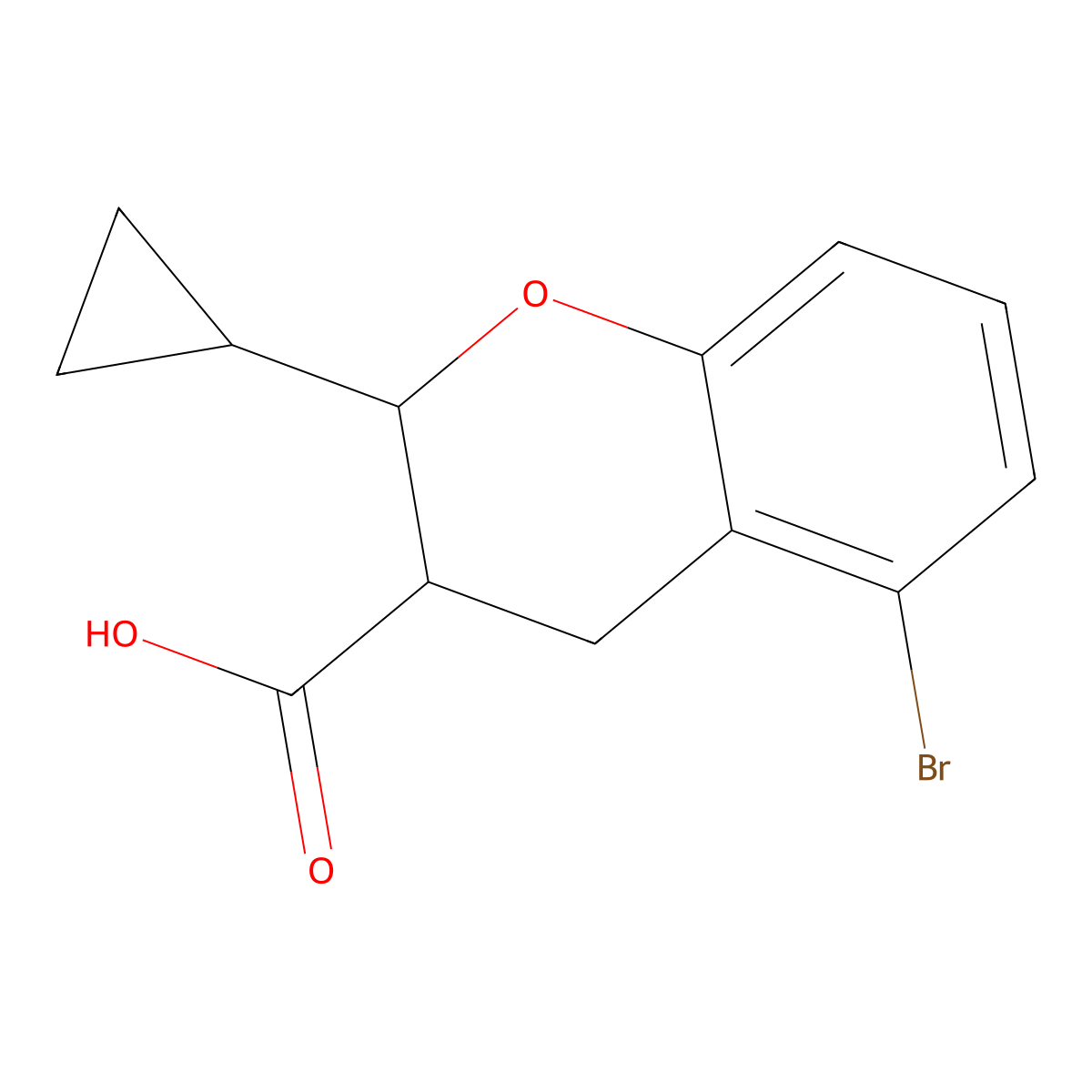 5-bromo-2-cyclopropyl-3,4-dihydro-2H-1-benzopyran-3-carboxylic acid molecular structure, CAS 2137855-44-6