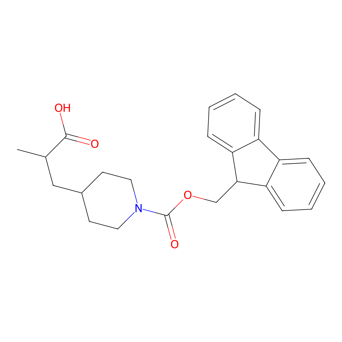 3-(1-{[(9H-fluoren-9-yl)methoxy]carbonyl}piperidin-4-yl)-2-methylpropanoicacid molecular structure, CAS 2137856-02-9