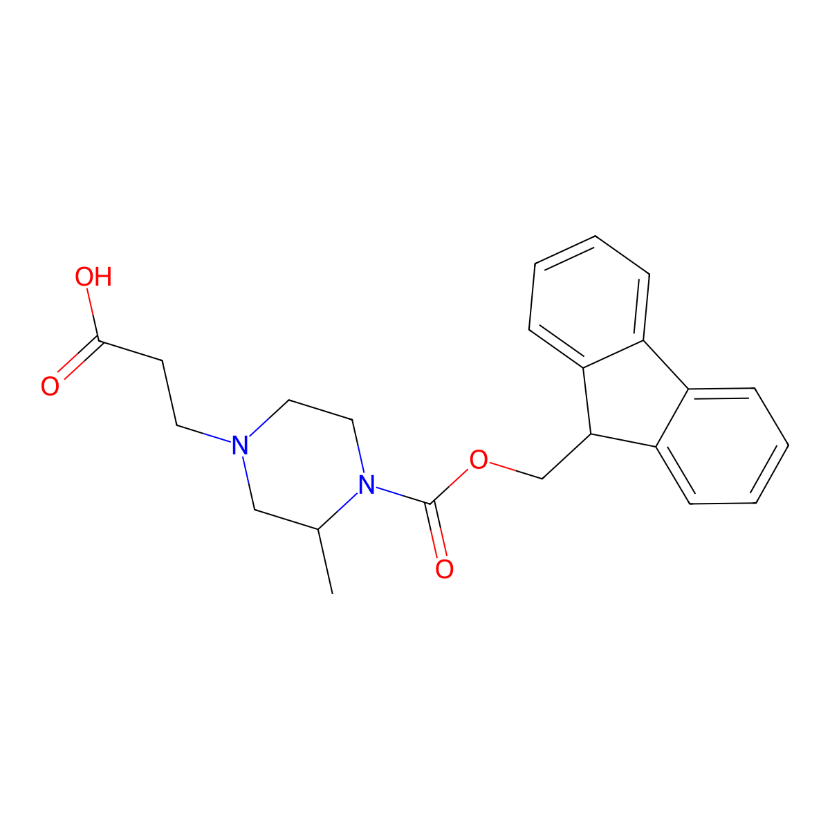 3-(4-(((9H-fluoren-9-yl)methoxy)carbonyl)-3-methylpiperazin-1-yl)propanoic acid molecular structure, CAS 2137856-05-2