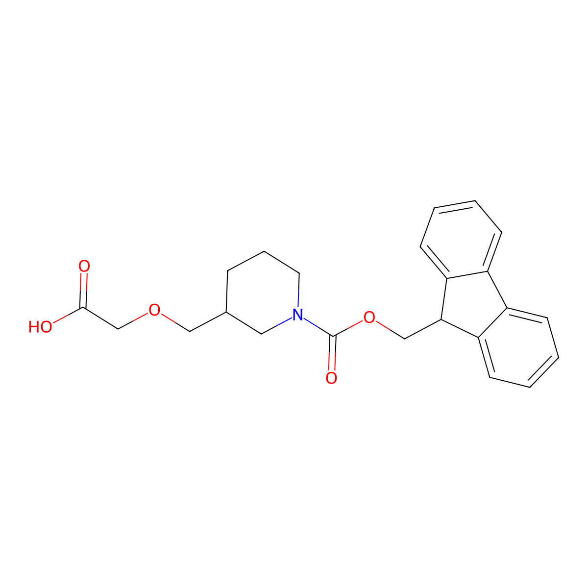 2-((1-(((9H-fluoren-9-yl)methoxy)carbonyl)piperidin-3-yl)methoxy)acetic acid molecular structure, CAS 2137856-10-9