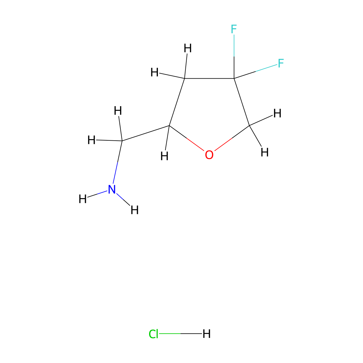 (4,4-Difluorooxolan-2-yl)methanamine hydrochloride molecular structure, CAS 2137857-48-6