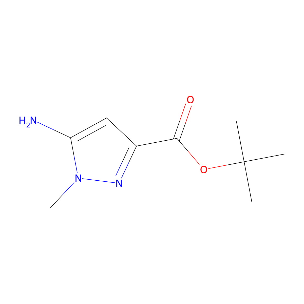 tert-butyl 5-amino-1-methyl-1H-pyrazole-3-carboxylate molecular structure, CAS 2137857-81-7