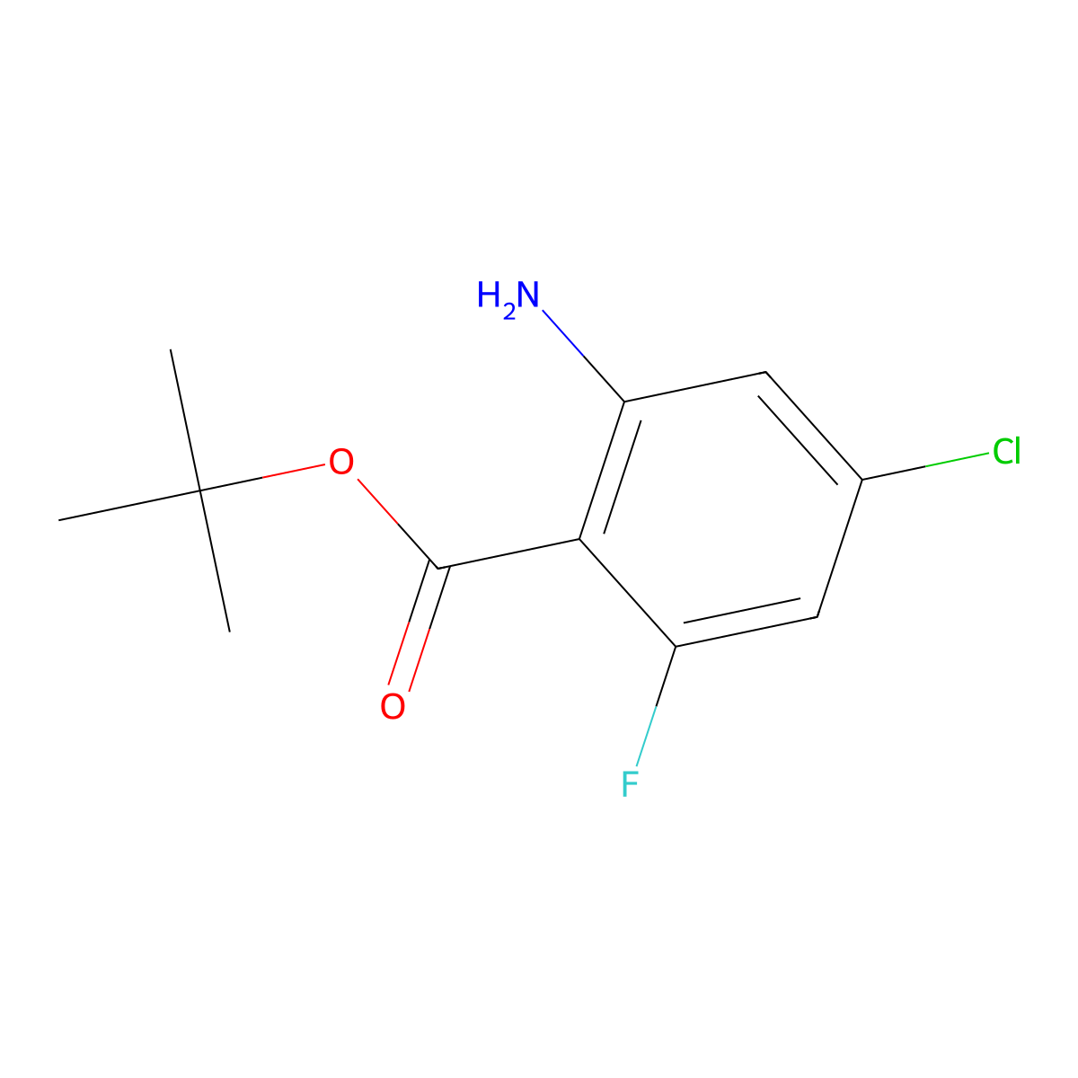 tert-Butyl 2-amino-4-chloro-6-fluorobenzoate molecular structure, CAS 2137857-82-8
