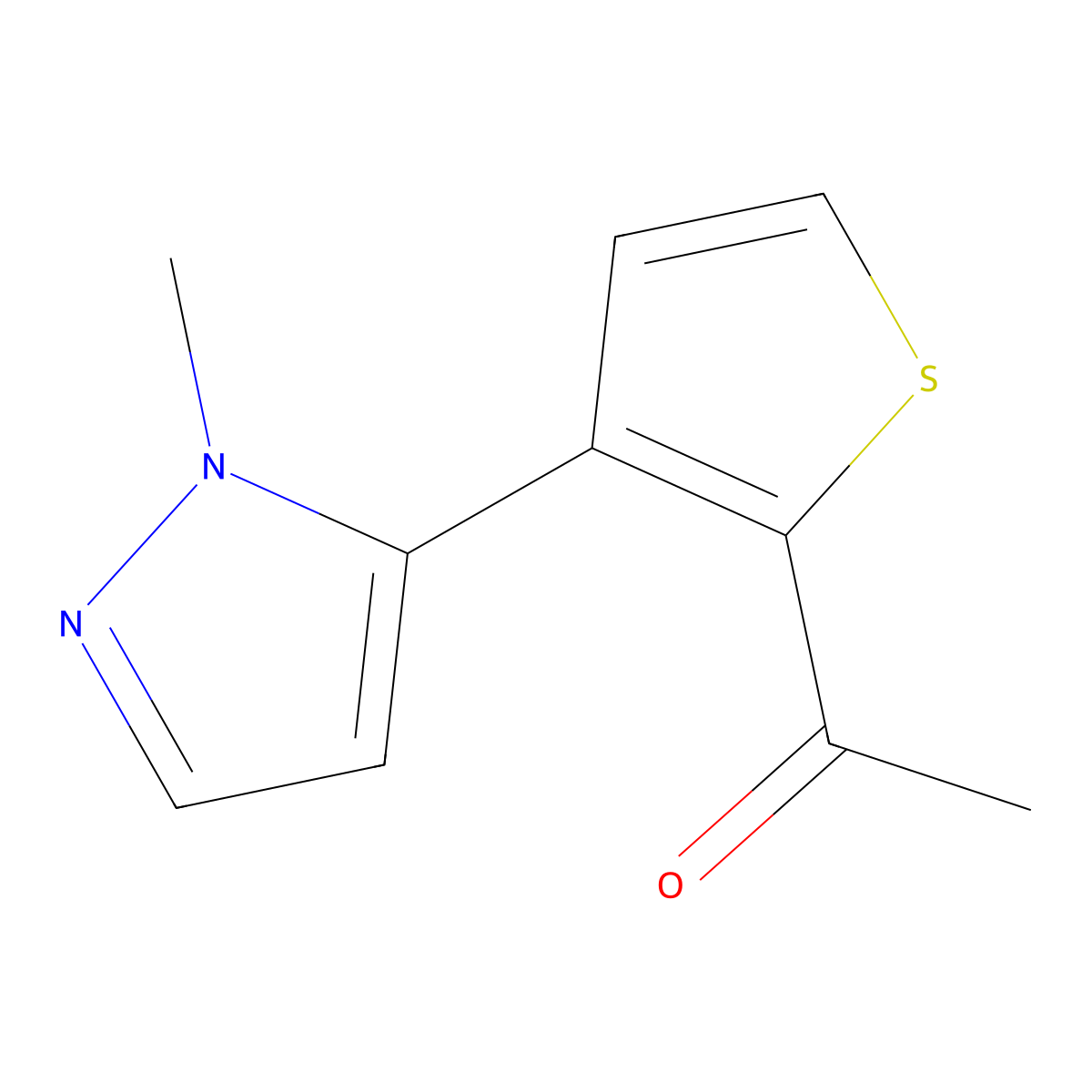 1-[3-(1-methyl-1H-pyrazol-5-yl)thiophen-2-yl]ethan-1-one molecular structure, CAS 2137858-14-9
