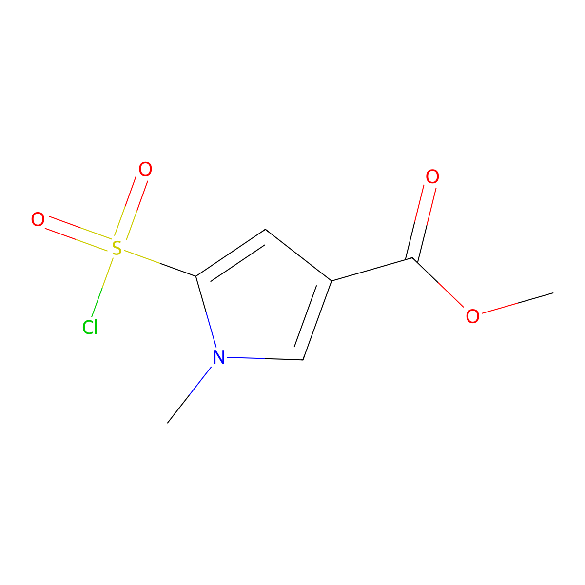 methyl 5-(chlorosulfonyl)-1-methyl-1H-pyrrole-3-carboxylate molecular structure, CAS 2137858-16-1