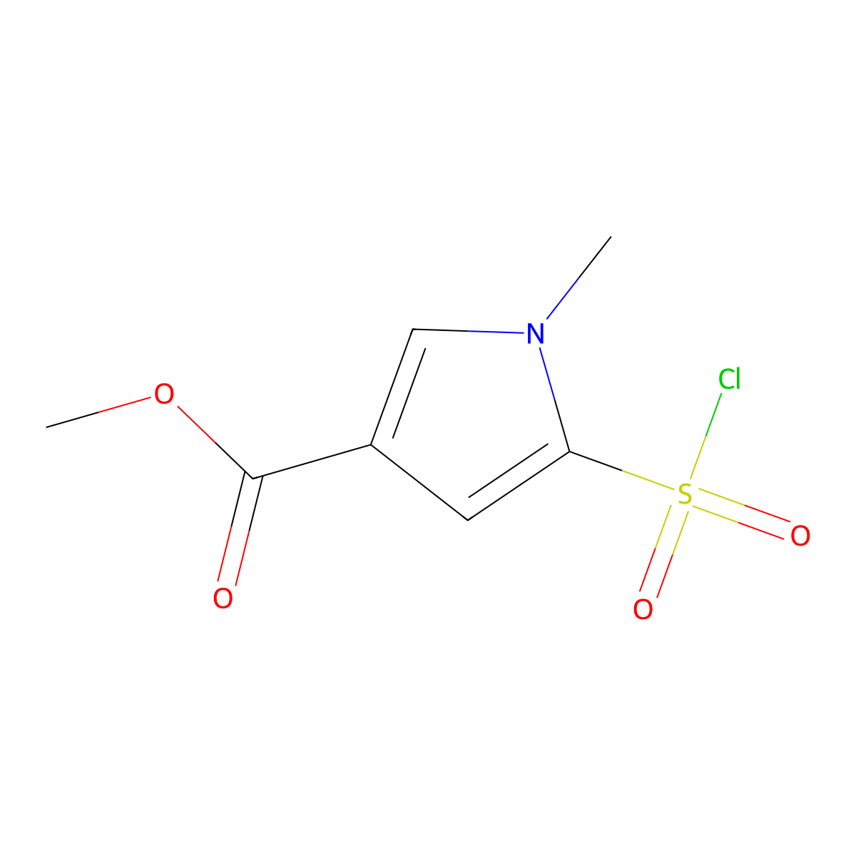 methyl 5-(chlorosulfonyl)-1-methyl-1H-pyrrole-3-carboxylate molecular structure, CAS 2137858-16-1