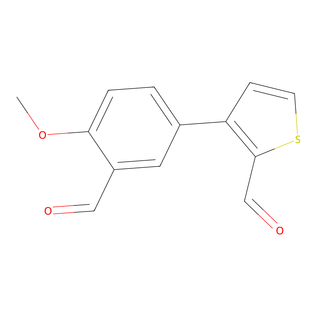 3-(3-Formyl-4-methoxyphenyl)thiophene-2-carbaldehyde molecular structure, CAS 2137858-83-2