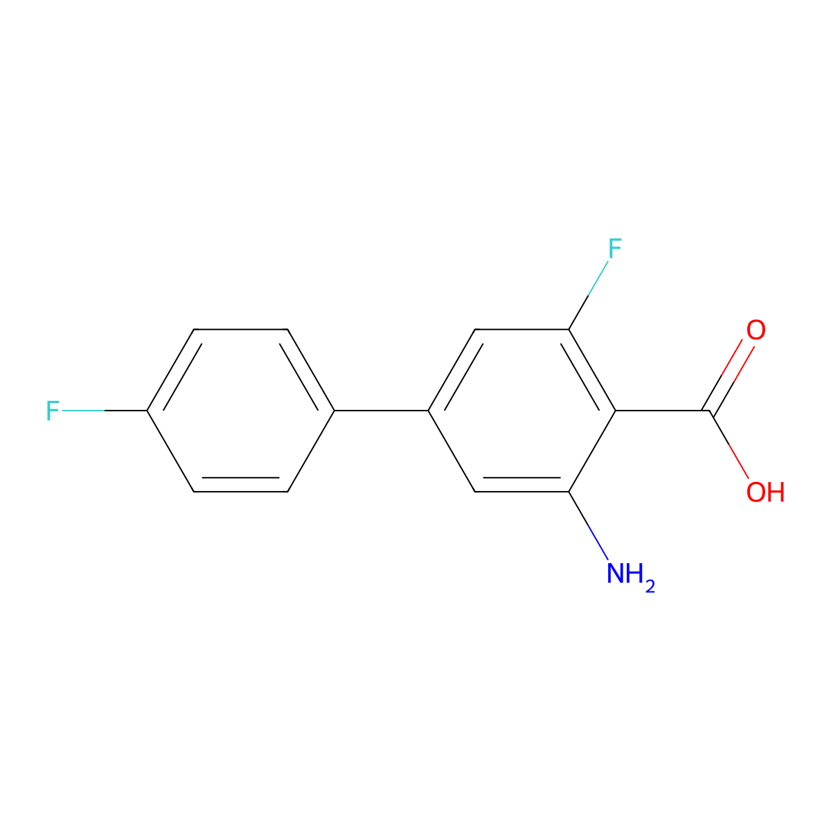 2-Amino-6-fluoro-4-(4-fluorophenyl)benzoic acid molecular structure, CAS 2137859-01-7