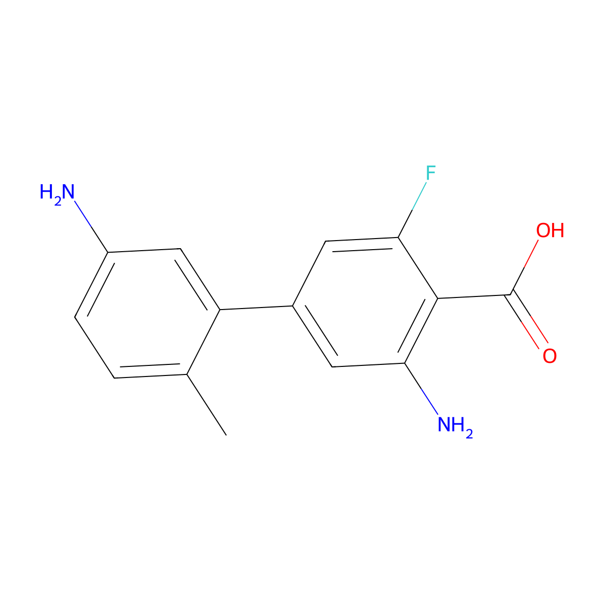 2-Amino-4-(5-amino-2-methylphenyl)-6-fluorobenzoic acid molecular structure, CAS 2137859-05-1