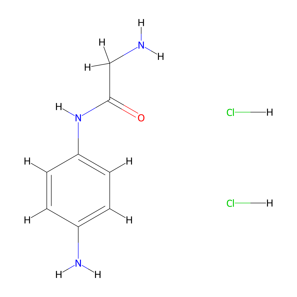 2-amino-N-(4-aminophenyl)acetamide dihydrochloride molecular structure, CAS 2137859-12-0