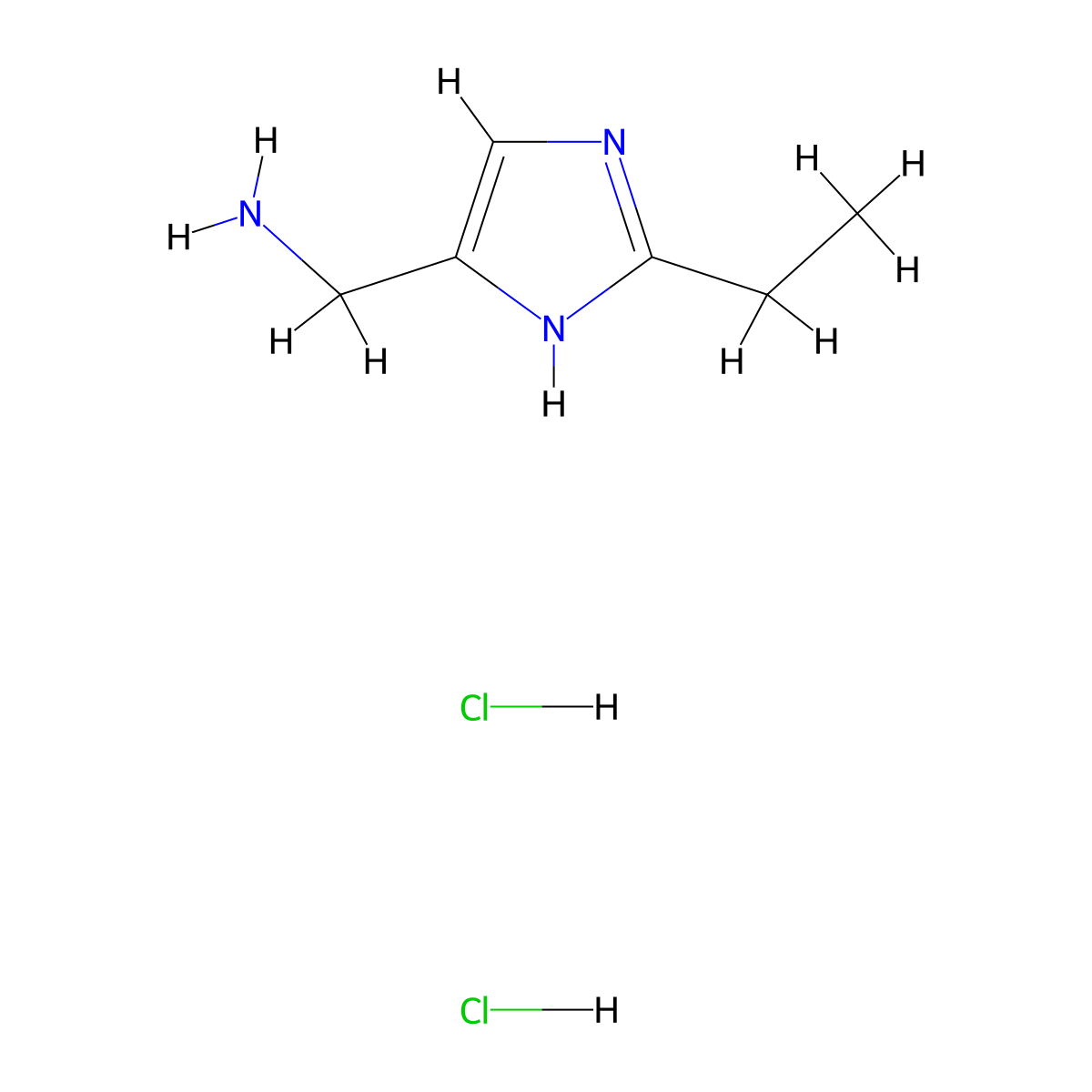 (2-ethyl-1H-imidazol-4-yl)methanamine dihydrochloride molecular structure, CAS 2137859-18-6