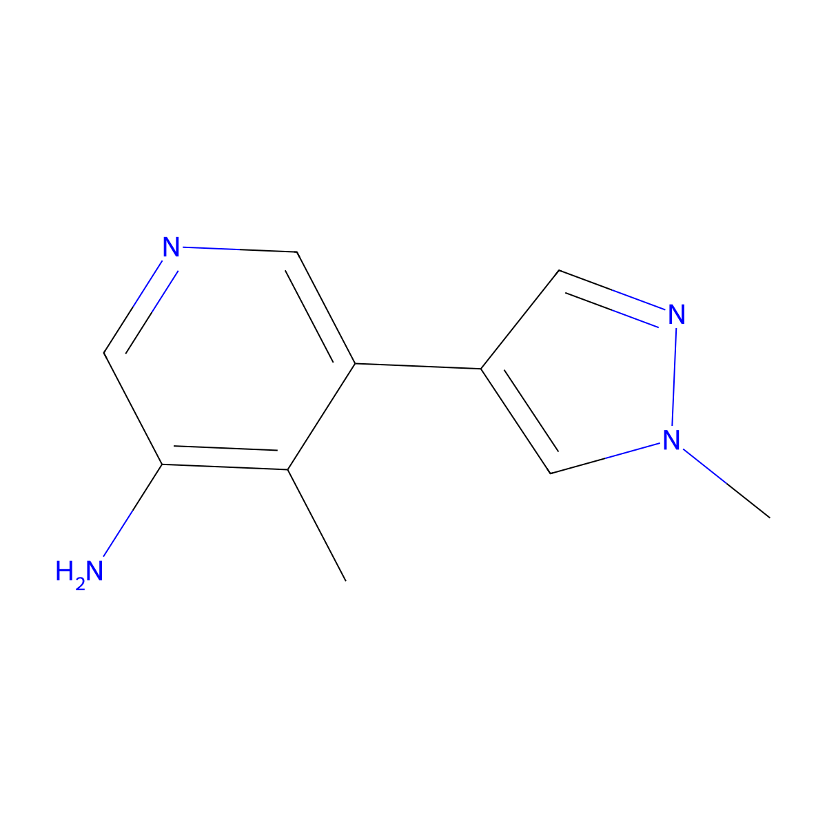 4-methyl-5-(1-methyl-1H-pyrazol-4-yl)pyridin-3-amine molecular structure, CAS 2137859-42-6