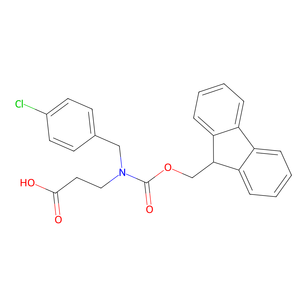 3-{[(4-chlorophenyl)methyl]({[(9H-fluoren-9-yl)methoxy]carbonyl})amino}propanoicacid molecular structure, CAS 2137860-79-6