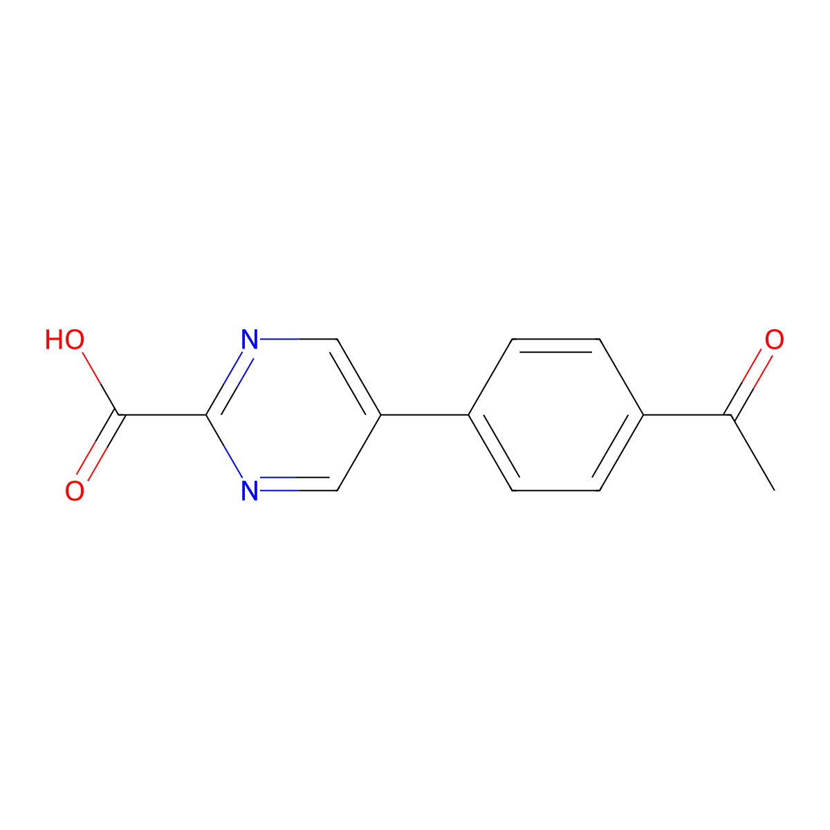 5-(4-Acetylphenyl)pyrimidine-2-carboxylic acid molecular structure, CAS 2137861-59-5