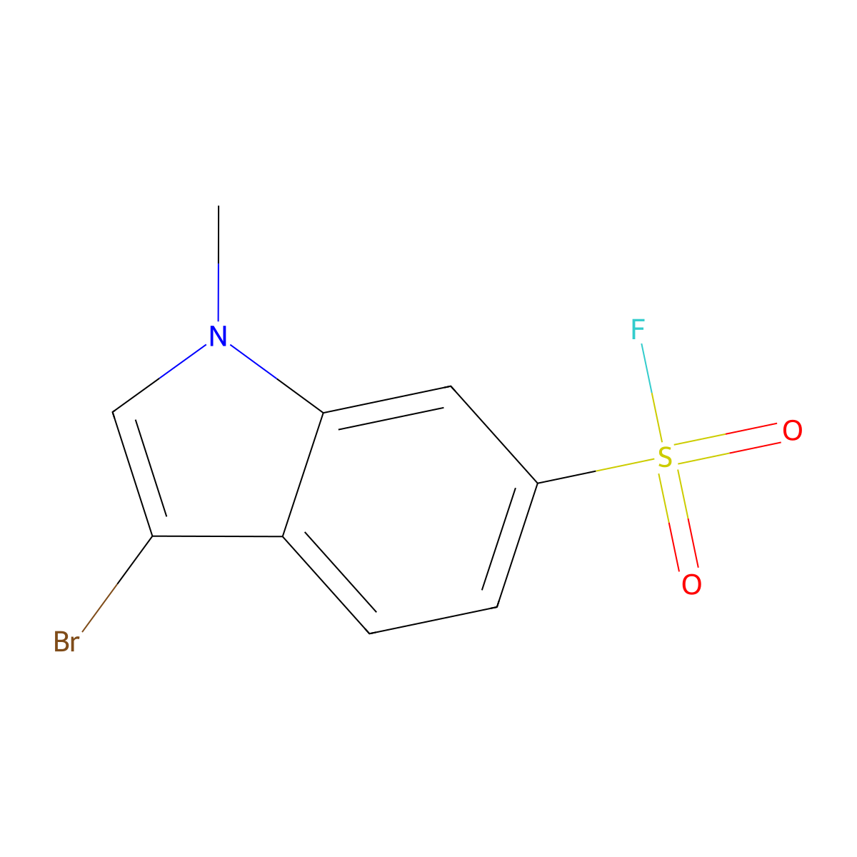 3-bromo-1-methyl-1H-indole-6-sulfonyl fluoride molecular structure, CAS 2137861-68-6