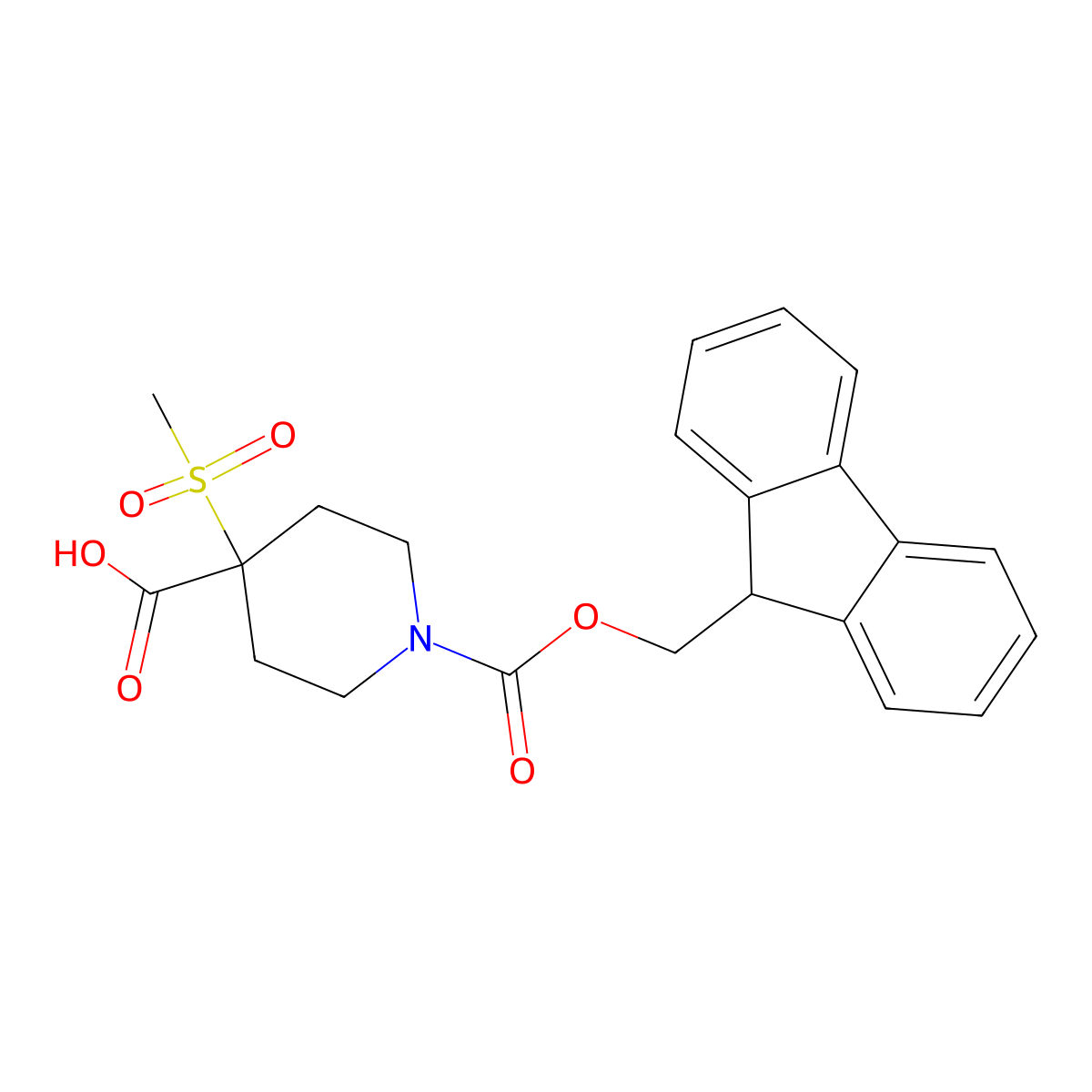 1-{[(9H-fluoren-9-yl)methoxy]carbonyl}-4-methanesulfonylpiperidine-4-carboxylic acid molecular structure, CAS 2137861-98-2