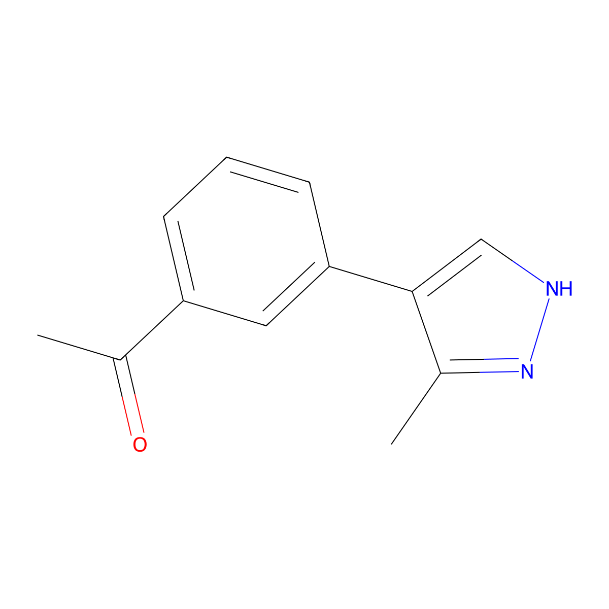 1-[3-(3-methyl-1H-pyrazol-4-yl)phenyl]ethan-1-one molecular structure, CAS 2137865-90-6