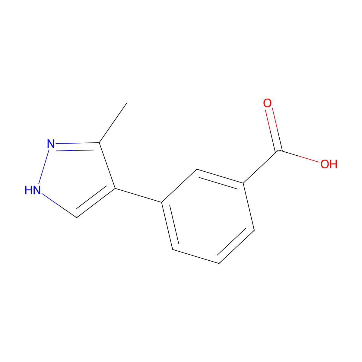3-(3-methyl-1H-pyrazol-4-yl)benzoic acid molecular structure, CAS 2137866-23-8