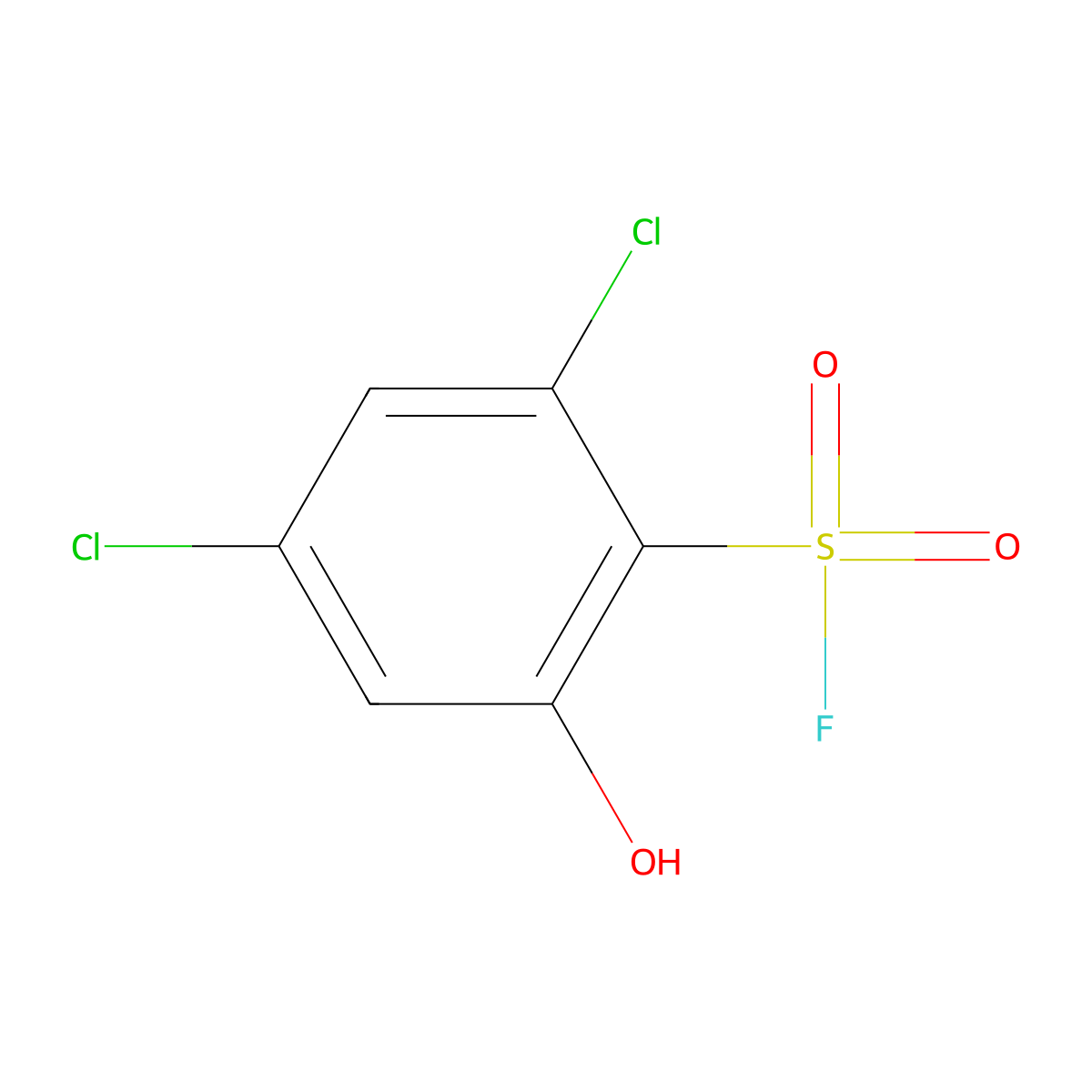 2,4-Dichloro-6-hydroxybenzene-1-sulfonyl fluoride molecular structure, CAS 2137869-78-2