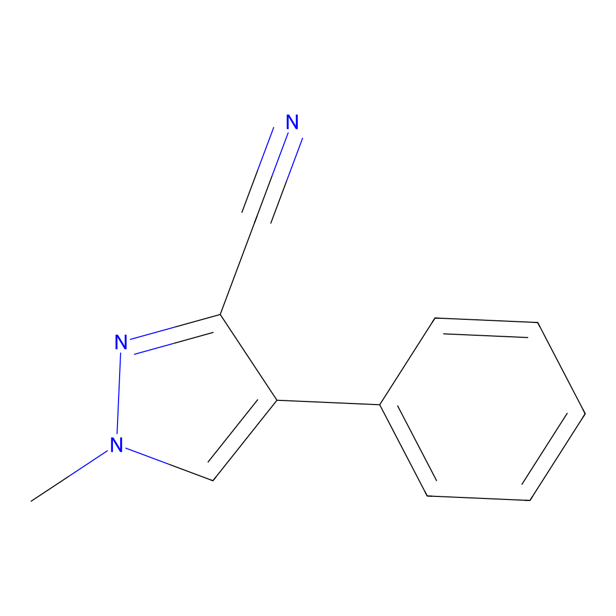 1-methyl-4-phenyl-1H-pyrazole-3-carbonitrile molecular structure, CAS 2137869-86-2