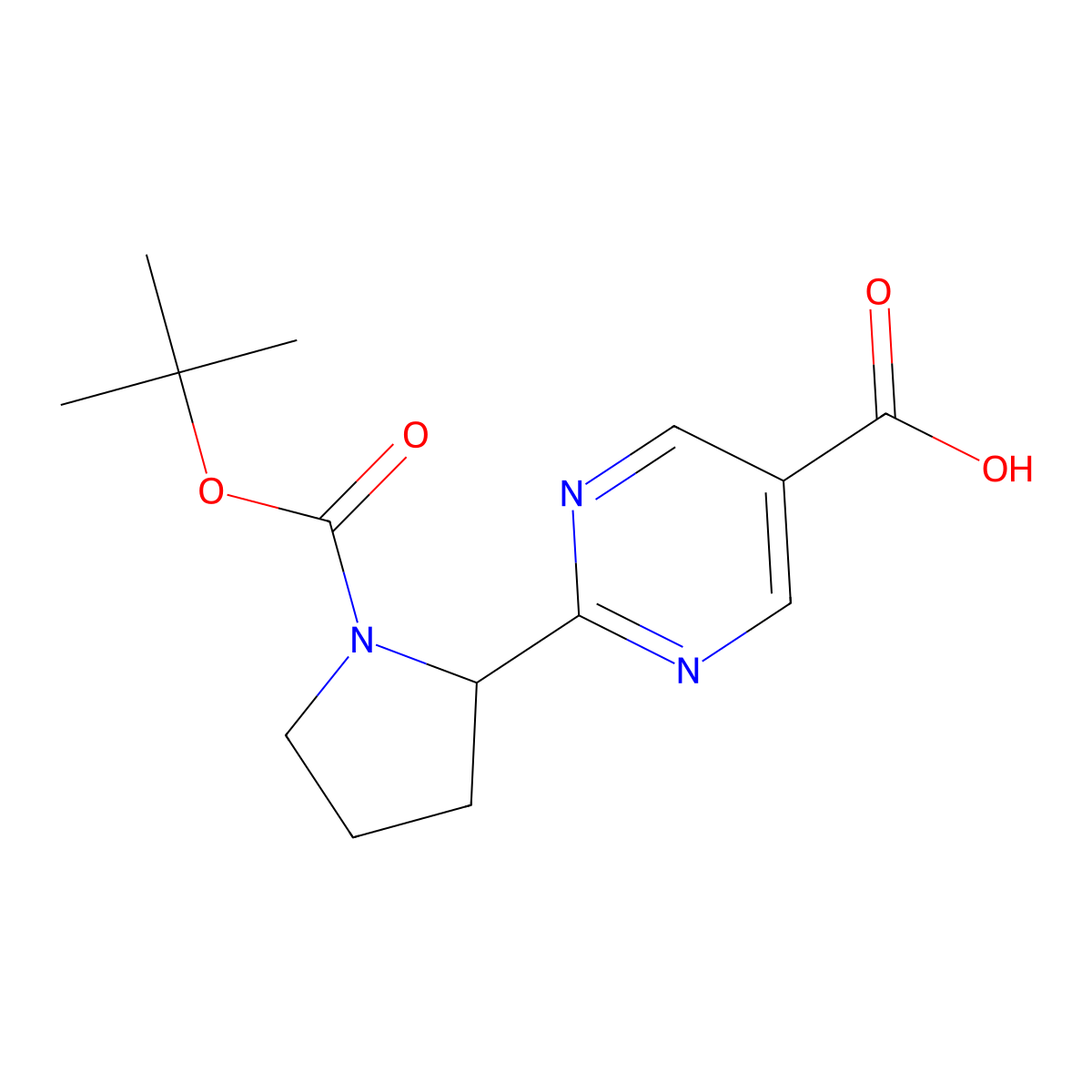 2-{1-[(Tert-butoxy)carbonyl]pyrrolidin-2-yl}pyrimidine-5-carboxylic acid molecular structure, CAS 2137870-30-3