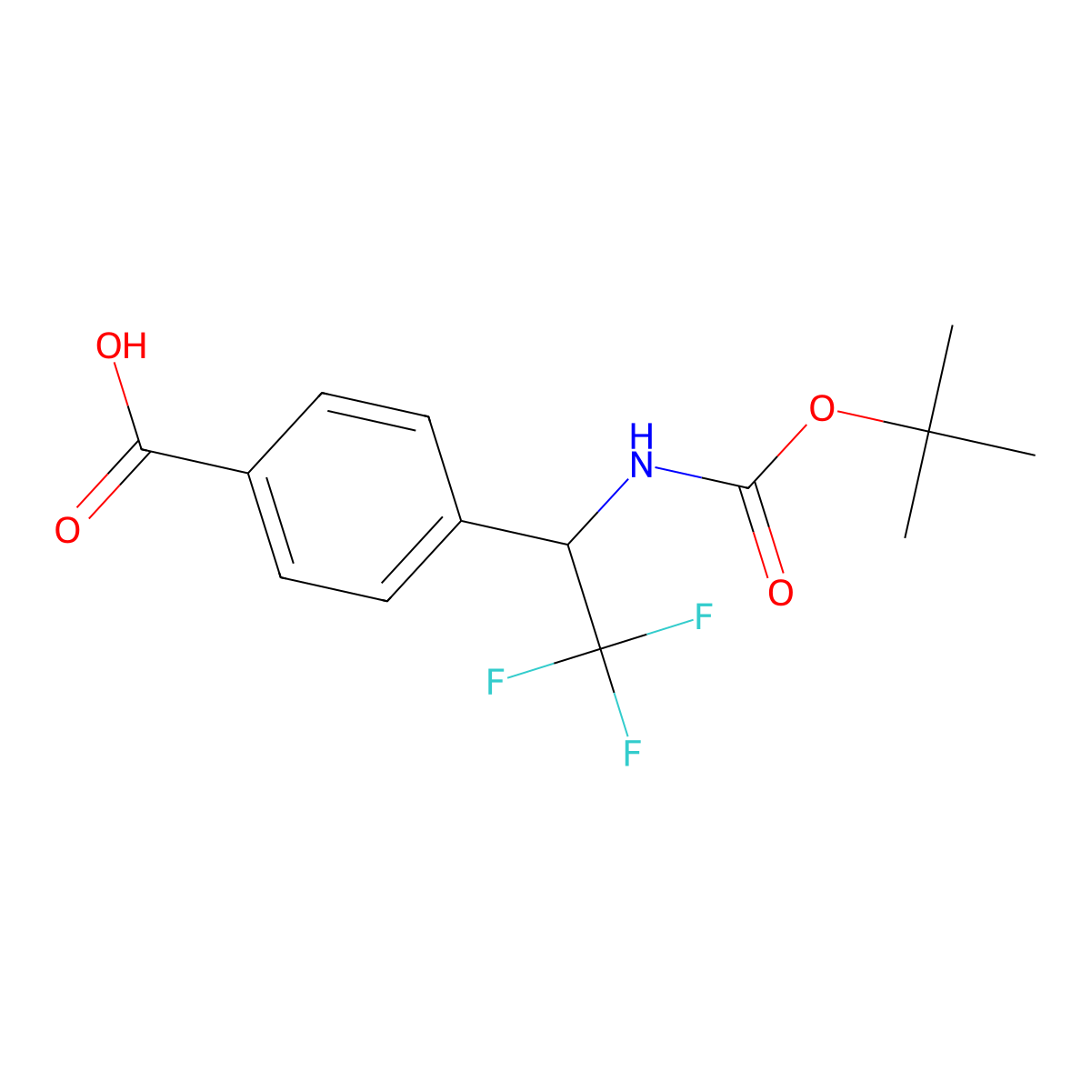 4-(1-{[(Tert-butoxy)carbonyl]amino}-2,2,2-trifluoroethyl)benzoic acid molecular structure, CAS 2137870-36-9