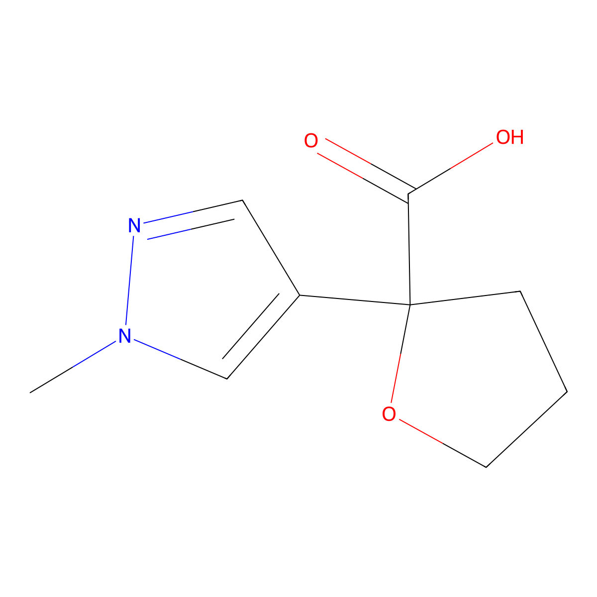 2-(1-methyl-1H-pyrazol-4-yl)oxolane-2-carboxylic acid molecular structure, CAS 2137870-47-2