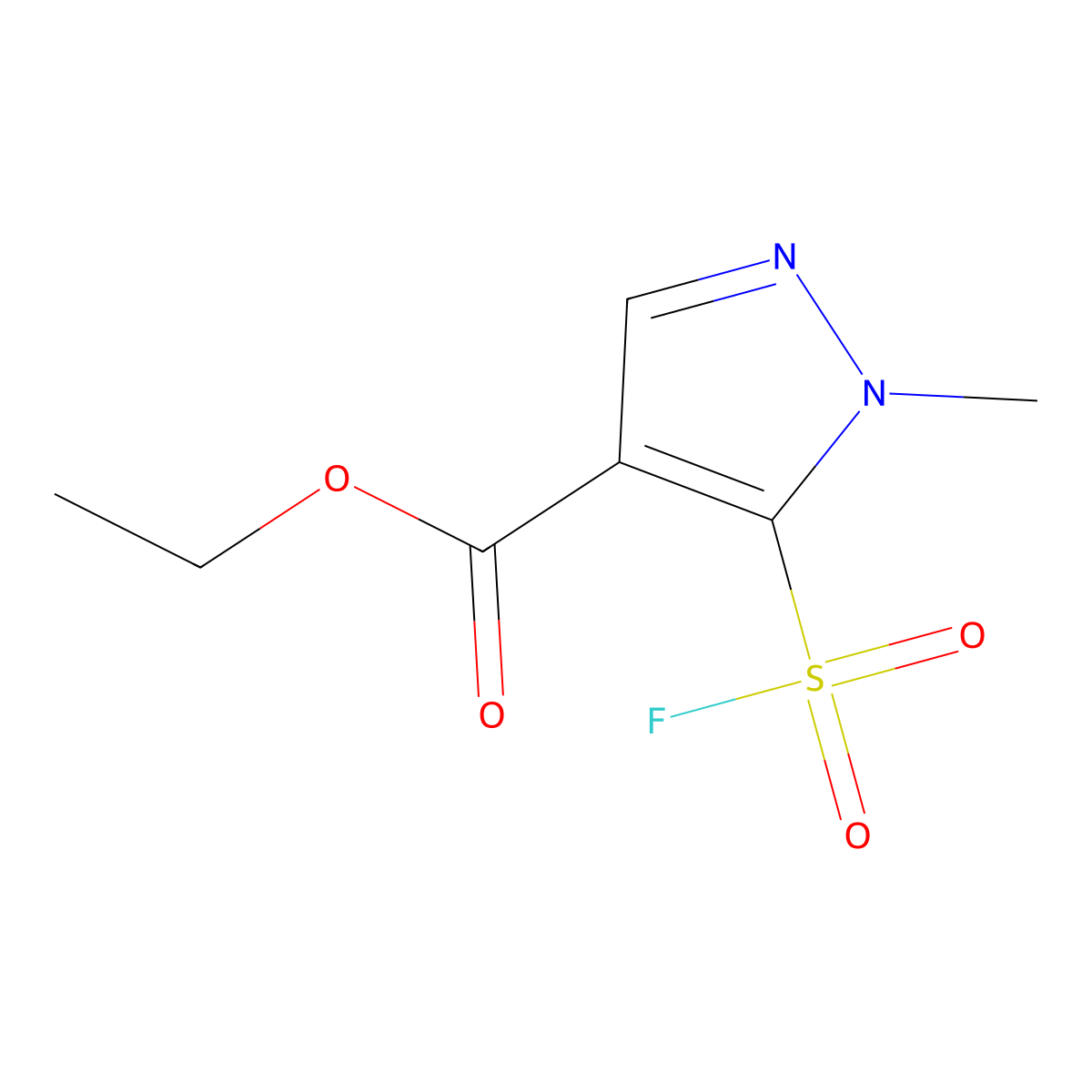 ethyl 5-(fluorosulfonyl)-1-methyl-1H-pyrazole-4-carboxylate molecular structure, CAS 2137870-59-6