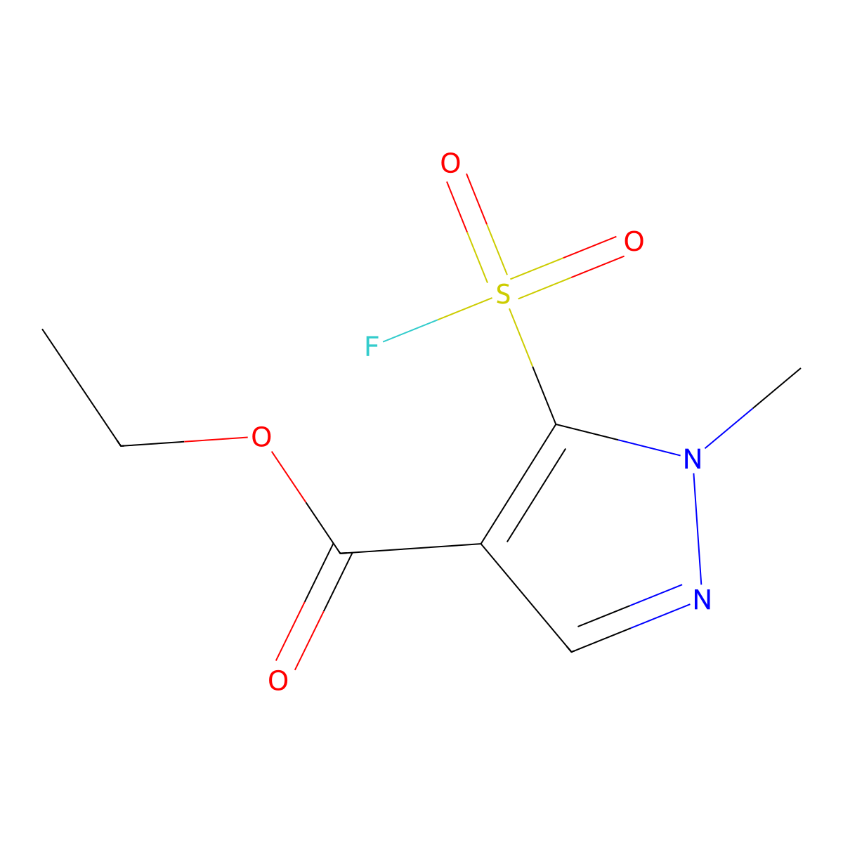 ethyl 5-(fluorosulfonyl)-1-methyl-1H-pyrazole-4-carboxylate molecular structure, CAS 2137870-59-6