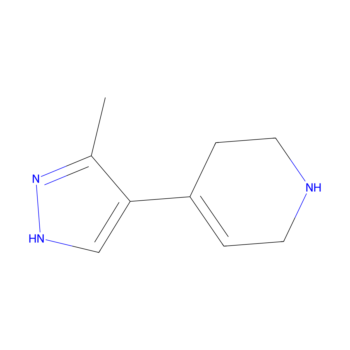 4-(3-methyl-1H-pyrazol-4-yl)-1,2,3,6-tetrahydropyridine molecular structure, CAS 2137871-07-7